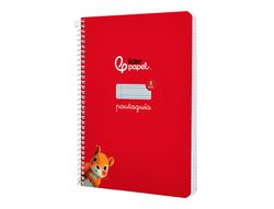 Cuaderno espiral liderpapel A5 pautaguia tapa dura 80h 90 gr cuadro pautado 3mm color rojo