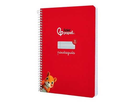 Cuaderno espiral liderpapel A5 pautaguia tapa dura 80h 90 gr cuadro pautado 3mm color rojo