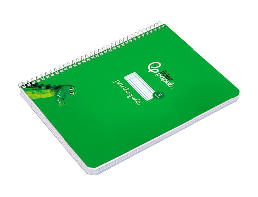 Cuaderno espiral liderpapel A5 pautaguia tapa dura 80h 90 gr cuadro pautado 3mm color verde