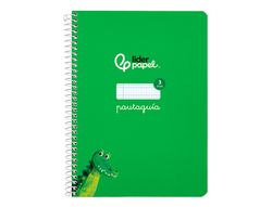 Cuaderno espiral liderpapel A5 pautaguia tapa dura 80h 90 gr cuadro pautado 3mm color verde