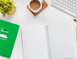 Cuaderno espiral liderpapel A5 pautaguia tapa dura 80h 90 gr cuadro pautado 3mm color verde