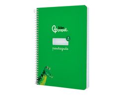 Cuaderno espiral liderpapel A5 pautaguia tapa dura 80h 90 gr cuadro pautado 3mm color verde