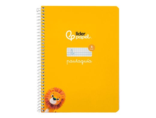Cuaderno espiral liderpapel A5 pautaguia tapa dura 80h 90 gr cuadro pautado 4mm color amarillo