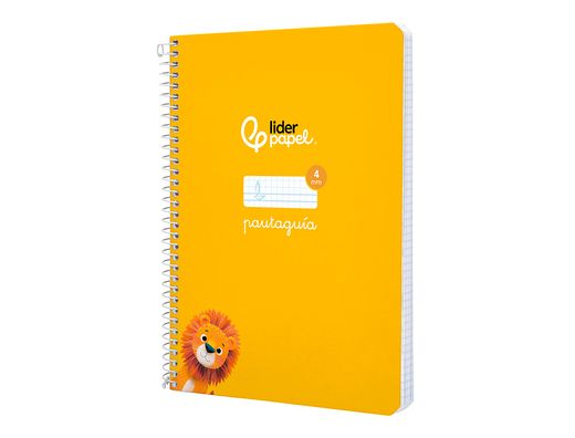 Cuaderno espiral liderpapel A5 pautaguia tapa dura 80h 90 gr cuadro pautado 4mm color amarillo
