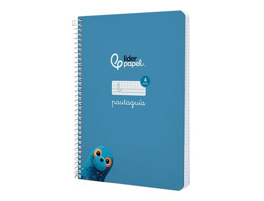 Cuaderno espiral liderpapel A5 pautaguia tapa dura 80h 90 gr cuadro pautado 4mm color azul
