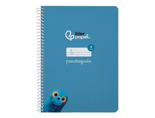 Cuaderno espiral liderpapel A5 pautaguia tapa dura 80h 90 gr cuadro pautado 4mm color azul
