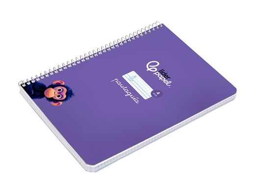 Cuaderno espiral liderpapel A5 pautaguia tapa dura 80h 90 gr cuadro pautado 4mm color lila