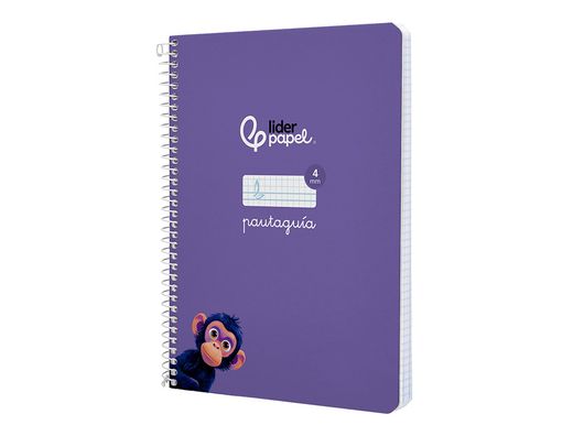 Cuaderno espiral liderpapel A5 pautaguia tapa dura 80h 90 gr cuadro pautado 4mm color lila