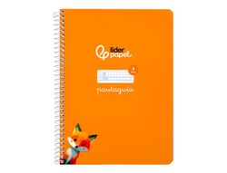 Cuaderno espiral liderpapel A5 pautaguia tapa dura 80h 90 gr cuadro pautado 4mm color naranja