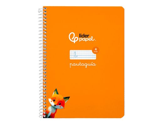 Cuaderno espiral liderpapel A5 pautaguia tapa dura 80h 90 gr cuadro pautado 4mm color naranja