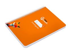 Cuaderno espiral liderpapel A5 pautaguia tapa dura 80h 90 gr cuadro pautado 4mm color naranja