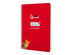 Cuaderno espiral liderpapel A5 pautaguia tapa dura 80h 90 gr cuadro pautado 4mm color rojo