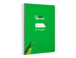 Cuaderno espiral liderpapel A5 pautaguia tapa dura 80h 90 gr cuadro pautado 4mm color verde