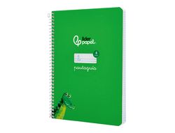 Cuaderno espiral liderpapel A5 pautaguia tapa dura 80h 90 gr cuadro pautado 4mm color verde