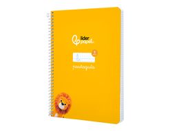 Cuaderno espiral liderpapel A5 pautaguia tapa dura 80h 90 gr cuadro pautado 5mm color amarillo