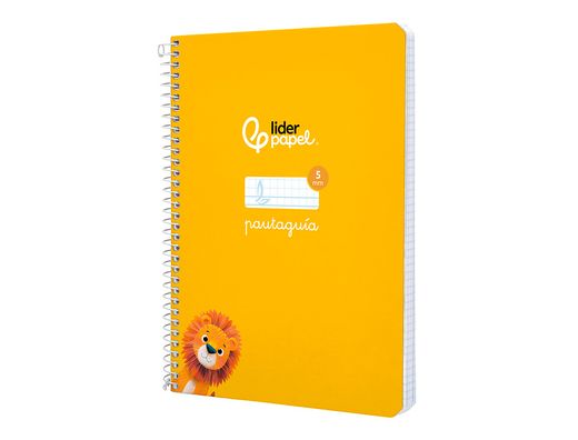 Cuaderno espiral liderpapel A5 pautaguia tapa dura 80h 90 gr cuadro pautado 5mm color amarillo