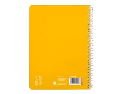 Cuaderno espiral liderpapel A5 pautaguia tapa dura 80h 90 gr cuadro pautado 5mm color amarillo