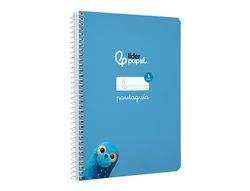 Cuaderno espiral liderpapel A5 pautaguia tapa dura 80h 90 gr cuadro pautado 5mm color azul