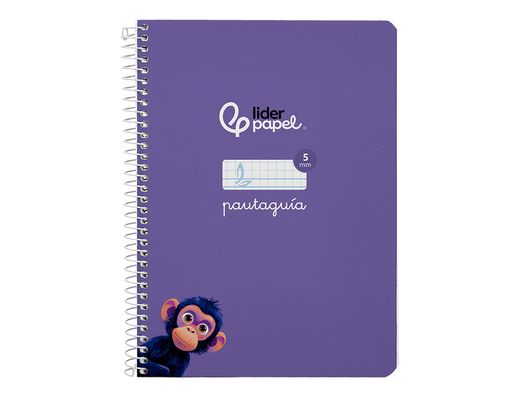 Cuaderno espiral liderpapel A5 pautaguia tapa dura 80h 90 gr cuadro pautado 5mm color lila
