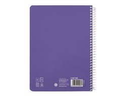 Cuaderno espiral liderpapel A5 pautaguia tapa dura 80h 90 gr cuadro pautado 5mm color lila