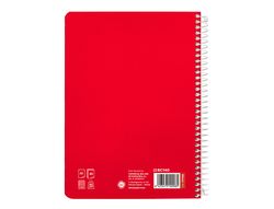 Cuaderno espiral liderpapel A5 pautaguia tapa dura 80h 90 gr cuadro pautado 5mm color rojo