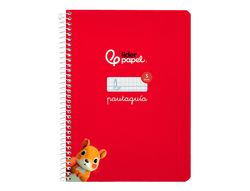 Cuaderno espiral liderpapel A5 pautaguia tapa dura 80h 90 gr cuadro pautado 5mm color rojo