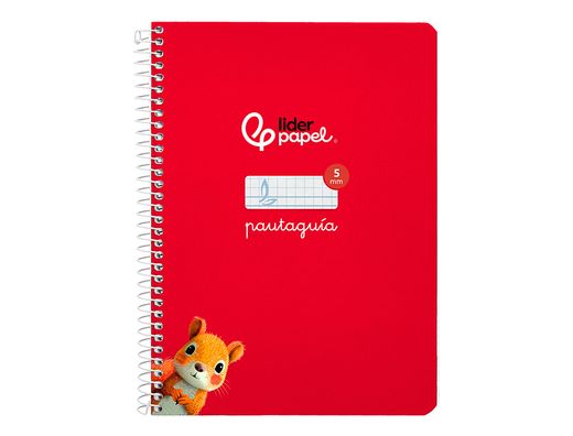 Cuaderno espiral liderpapel A5 pautaguia tapa dura 80h 90 gr cuadro pautado 5mm color rojo