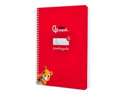 Cuaderno espiral liderpapel A5 pautaguia tapa dura 80h 90 gr cuadro pautado 5mm color rojo