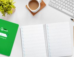Cuaderno espiral liderpapel A5 pautaguia tapa dura 80h 90 gr cuadro pautado 5mm color verde
