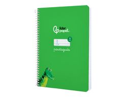 Cuaderno espiral liderpapel A5 pautaguia tapa dura 80h 90 gr cuadro pautado 5mm color verde