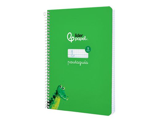 Cuaderno espiral liderpapel A5 pautaguia tapa dura 80h 90 gr cuadro pautado 5mm color verde