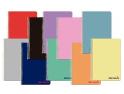 Cuaderno espiral liderpapel a5 wonder tapa plastico 80h 90g rayado n.46 colores surtidos