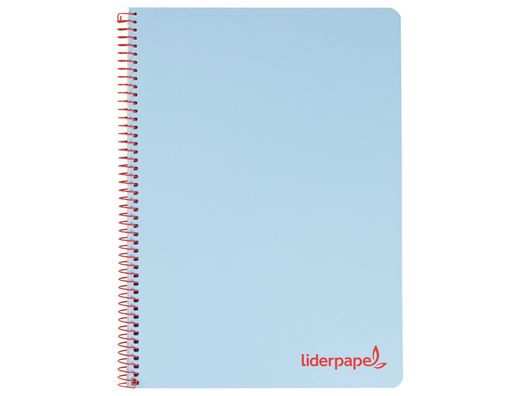 Cuaderno espiral liderpapel a6 micro wonder tapa plastico 120h 90 gr cuadro 5mm 4 bandas color celeste