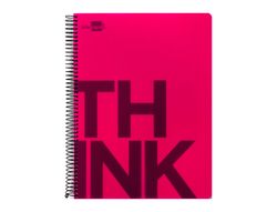 Cuaderno espiral liderpapel a7 micro wonder tapa plastico 100h 90 gr cuadro 5mm 4 bandas color rosa