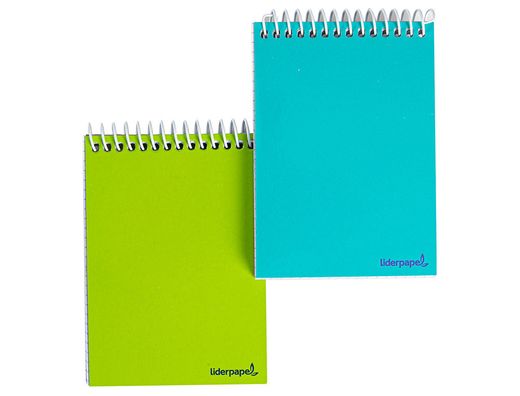 Cuaderno espiral liderpapel bolsillo dieciseavo apaisado smart tapa blanda 80h 60gr cuadro 4mm colores surtidos