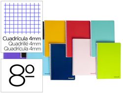 Cuaderno espiral liderpapel bolsillo octavo smart tapa blanda 80h 60gr cuadro 4mm colores surtidos