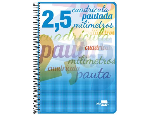 Cuaderno Espiral Liderpapel Cuarto Pautaguia Tapa Blanda 40H 80 Gr Cuadro Pautado 2,5Mmcon Margen Colores Surtidos