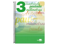 Cuaderno Espiral Liderpapel Cuarto Pautaguia Tapa Blanda 40H 80 Gr Cuadro Pautado 3 mm con Margen Colores Surtidos