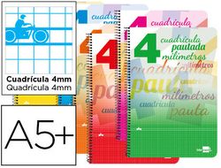 Cuaderno Espiral Liderpapel Cuarto Pautaguia Tapa Blanda 40H 80 Gr Cuadro Pautado 4Mm Colores Surtidos