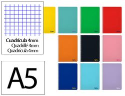 Cuaderno espiral liderpapel A5 smart tapa blanda 80h 75gr cuadro 4mm con margen colores surtidos