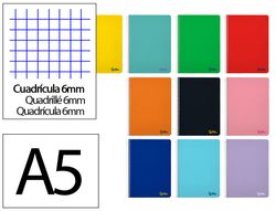 Cuaderno espiral liderpapel A5 smart tapa blanda 80h 75gr cuadro 6mm con margen colores surtidos