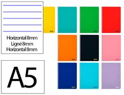 Cuaderno espiral liderpapel din A5 smart tapa blanda 80h 75gr horizontal 8mm con margen colores surtidos