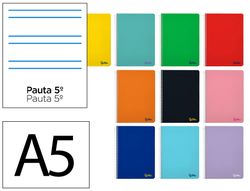 Cuaderno espiral liderpapel A5 smart tapa blanda 80h 75gr rayado montessori 5mm colores surtidos