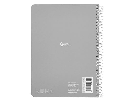 Cuaderno espiral liderpapel A5 smart tapa blanda 80h 75gr rayado nş46 colores surtidos