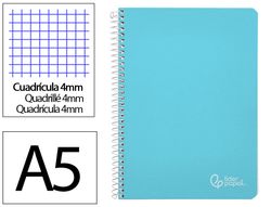 Cuaderno espiral liderpapel A5 witty tapa dura 80h 90gr cuadro 4mm con margen color azul