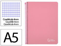 Cuaderno espiral liderpapel A5 witty tapa dura 80h 90gr cuadro 4mm con margen color rosa
