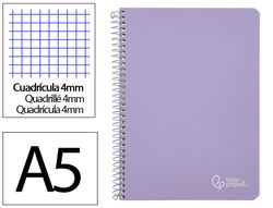 Cuaderno espiral liderpapel A5 witty tapa dura 80h 90gr cuadro 4mm con margen color violeta