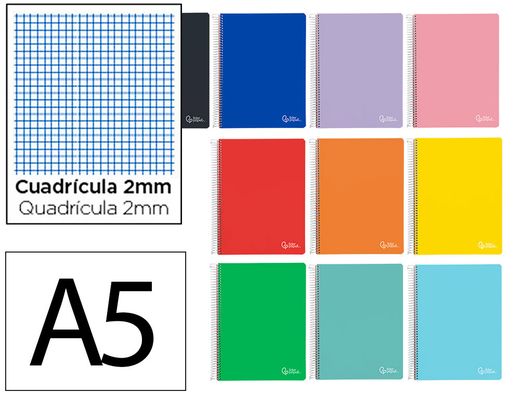 Cuaderno espiral liderpapel A5 witty tapa dura 80h 90gr milimetrado 2mm colores surtidos