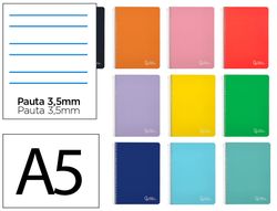 Cuaderno espiral liderpapel A5 witty tapa dura 80h 90gr pauta ancha 3,5mm con margen colores surtidos