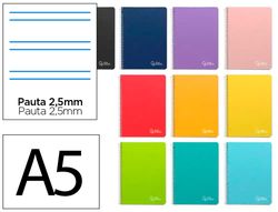 Cuaderno espiral liderpapel A5 witty tapa dura 80h 90gr pauta estrecha 2,5mm con margen colores surtidos